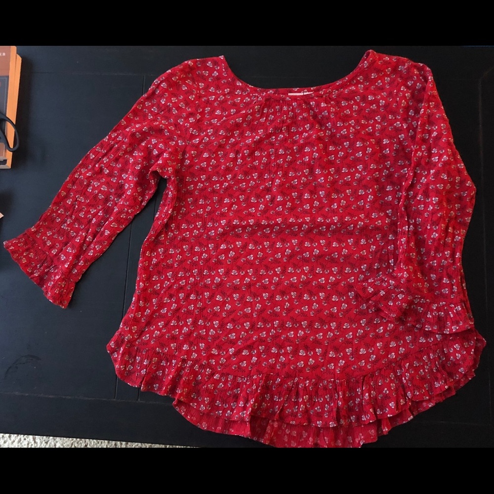 NWT Gap red floral blouse